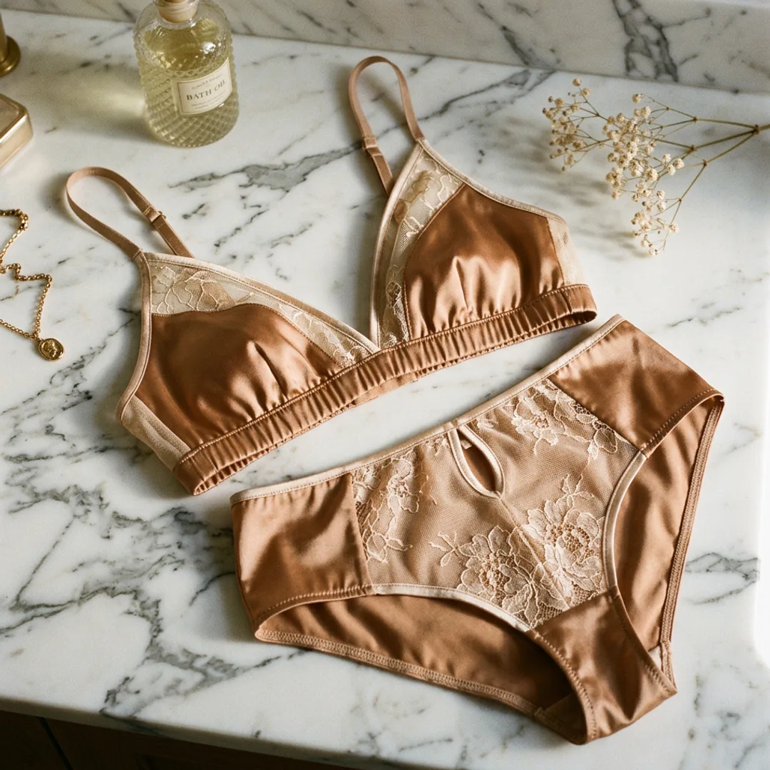 Satin Mesh Bralette Set